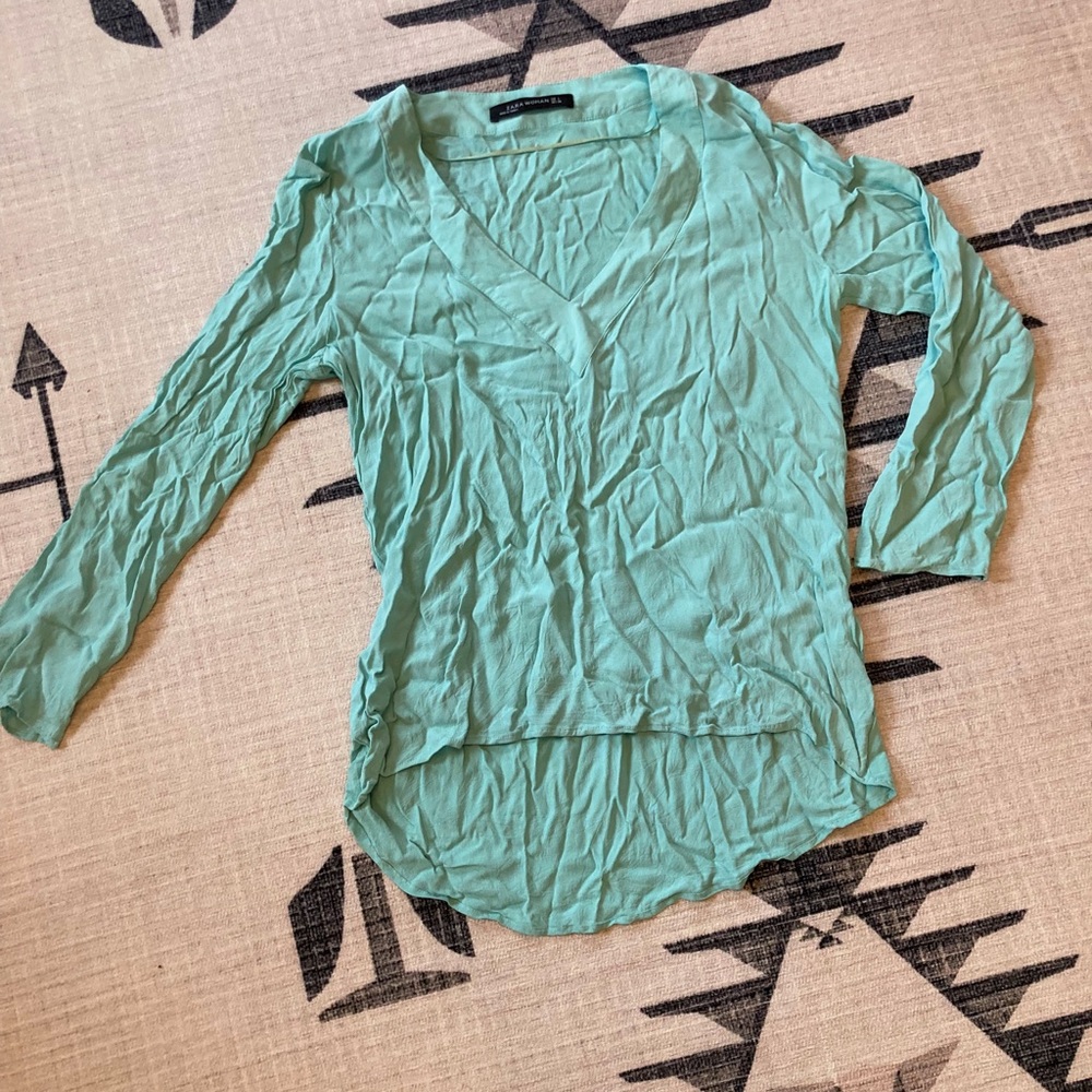 Zara Ice Teal Blouse, L